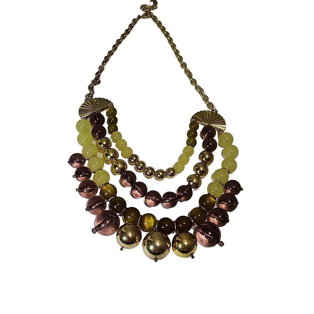 Liz Claiborne Lemon Golden Multi Strand Beaded Necklace